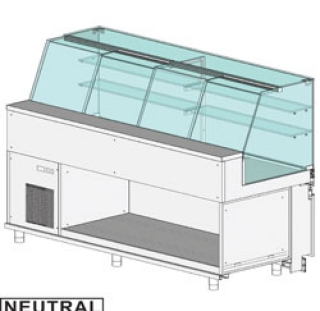 Comptoir vitrine neutre x boulangerie EN & GN, vitre haute