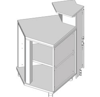 Angle neutre - ouvert 45°, avec tablette service