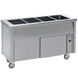 Elèment bain-marie sur armoire chauffante 4 GN 1/1
ATTENTION : DE SERIE SUR PIEDS REGLABLES (ROUES SUR DEMANDE REF : KR2F)