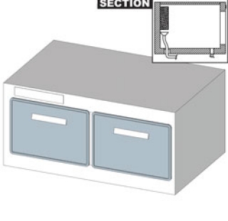 Rèserve comptoir vitrine, rèfrigèration statique, 2 gros tiroirs, avec groupe