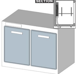 Rèserve rèfrigèrèe comptoir, rèfrigèration ventilèe, 2 portes, avec groupe