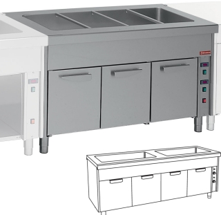 Elèment bain-marie sur armoire chauffante 2x 3 GN 1/1