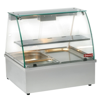 Vitrine chauffante, bain-marie 2x GN 1/1, panoramique