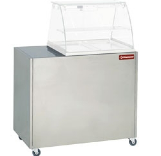 Meuble inox support vitrine VBE-211, sur roulettes