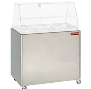 Meuble inox support vitrine VBE-311, sur roulettes