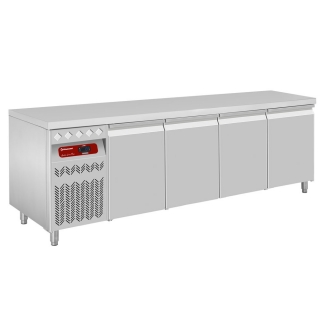 Table frigorifique ventilèe, 4 portes GN 1/1, 550 Lit. groupe a gauche