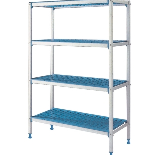 Rayonnage linèaire en aluminium anodisè GN 4 niveaux "Modular Rack"
