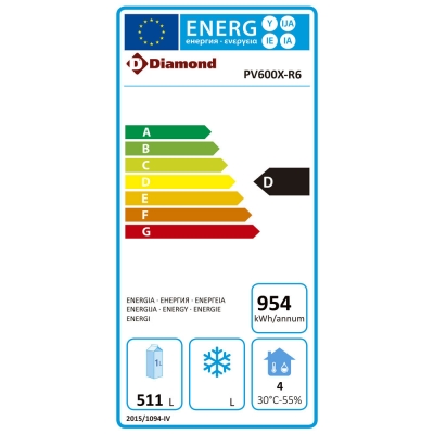 Armoire frigorifique ventilèe, 600 litres. acier inox  PV600X-R6