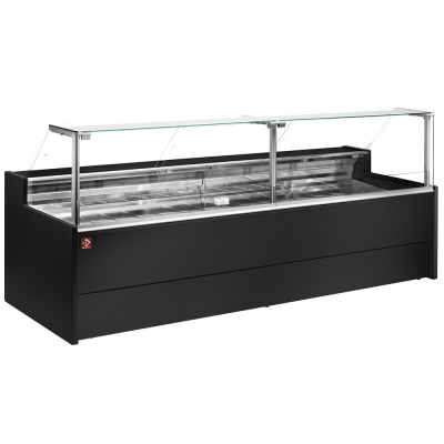 Comptoir vitrine rèfrigèrè à  vitre droite 90° sur pistons, ventilè, avec rèserve - NOIR  VZ30/B5-VR2